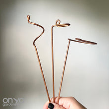 Load image into Gallery viewer, Copper Mini Stem Supporter Plant Sticks Set of 3
