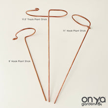 Load image into Gallery viewer, Copper Track &amp; Hook Plant Sticks, Modern Plant Stakes, Set of 3 or Individual
