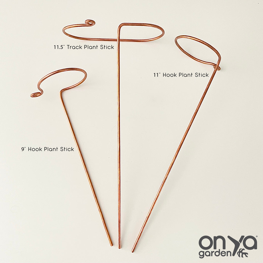 Copper Track & Hook Plant Sticks, Modern Plant Stakes, Set of 3 or Individual