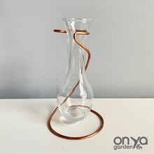 Load image into Gallery viewer, Minimal Teardrop Propagation Vase Copper Stand, Copper Wire Stand with Glass Vase
