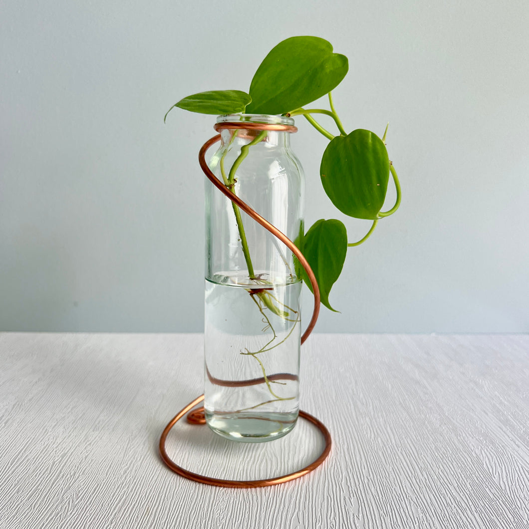 Bottle Vase Copper Propagation Stand, Propagation Station