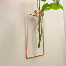 Load image into Gallery viewer, Copper Rectangle Propagation Wall Vase, Hanging Propagation Station
