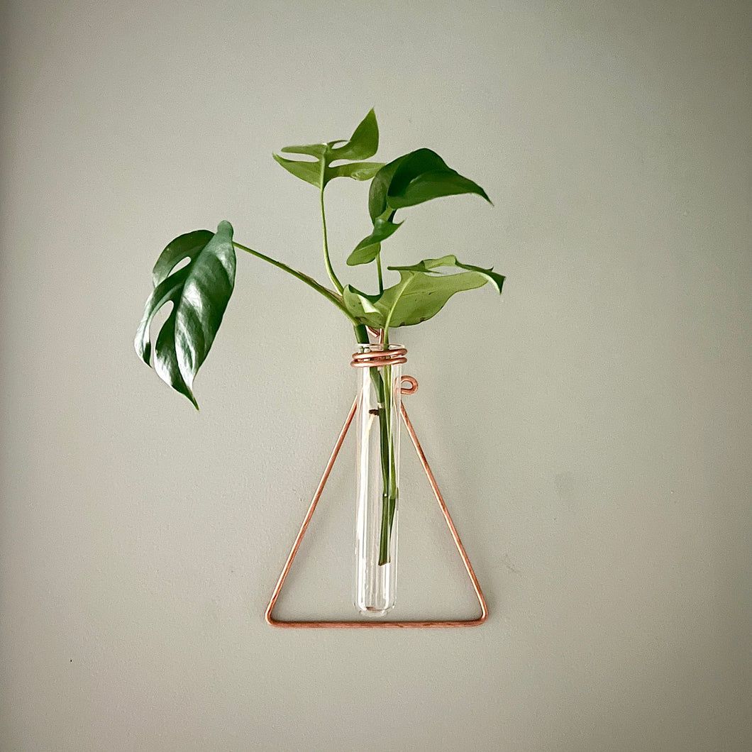Copper Triangle Propagation Wall Vase, Hanging Propagation Station