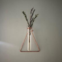 Load image into Gallery viewer, Copper Triangle Propagation Wall Vase, Hanging Propagation Station
