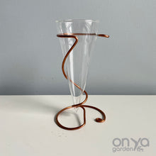 Load image into Gallery viewer, Minimal Cone Propagation Vase Stand, Copper Wire Stand with Glass Vase
