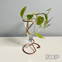 Load image into Gallery viewer, Minimal Cone Propagation Vase Stand, Copper Wire Stand with Glass Vase
