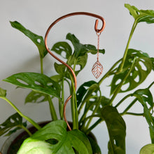 Load image into Gallery viewer, Copper Wander Leaf Plant Stick, Plant Leaf Charm Stake
