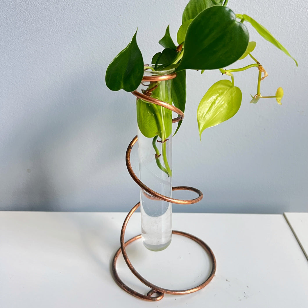 Twirl Propagation Copper Stand, Copper Wire Tube Vase
