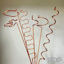 Load image into Gallery viewer, XL Copper Plant Sticks, 24&quot; Long Plant Support, 7 Designs
