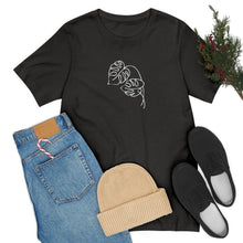 Load image into Gallery viewer, Monstera Line Art Jersey Short Sleeve Tee
