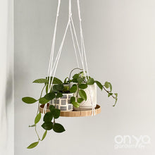 Load image into Gallery viewer, Modern No-Tail Macramé Hanging Plant Round Shelf
