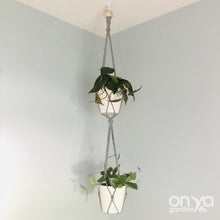 Load image into Gallery viewer, Two Tiered Modern Macramé No Tail Plant Hanger - Double Plant Hanger
